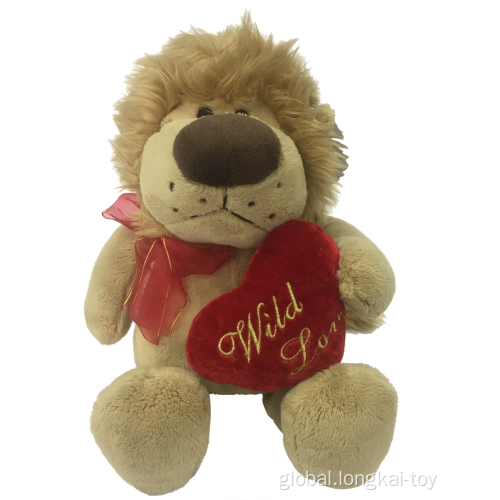 Holiday Plush Gifts Plush Lion With Heart Valentine Factory